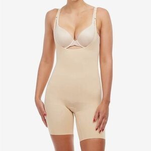 SPANX Power Series Tummy Control Open-Bust Mid-Thigh Body Suit large NWOT
